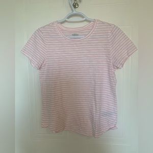 Old Navy, white and pink stripes short sleeve t-shirt, size XS